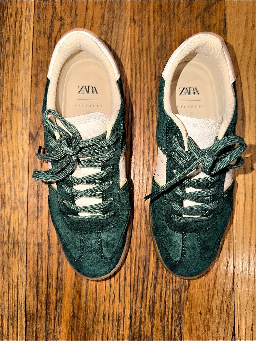 Zara Women's Green & White Sneakers EU 38